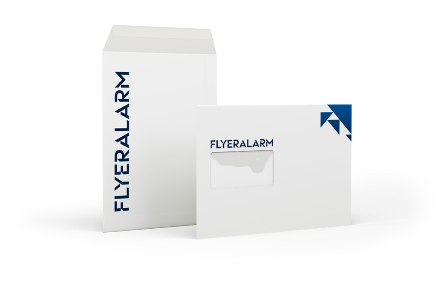 Envelopes with window on the left, grey full-surface print C4