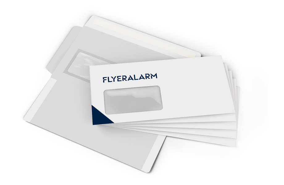 Envelopes with window on the left, grey full-surface print