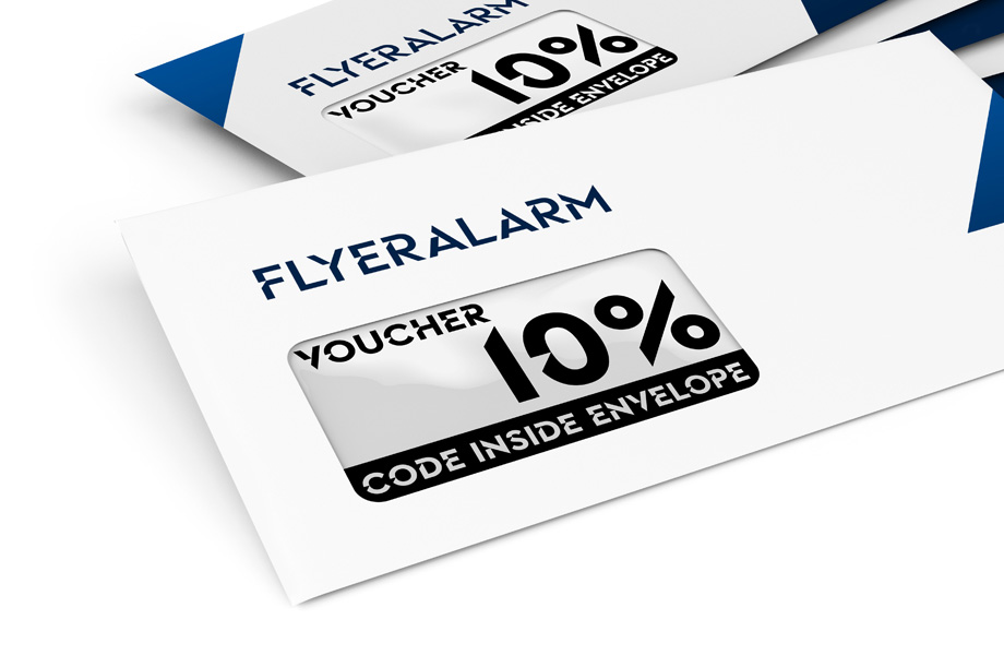 Envelopes with window on the left, custom print on interior