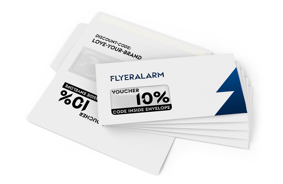 Envelopes with window on the left, custom print on interior