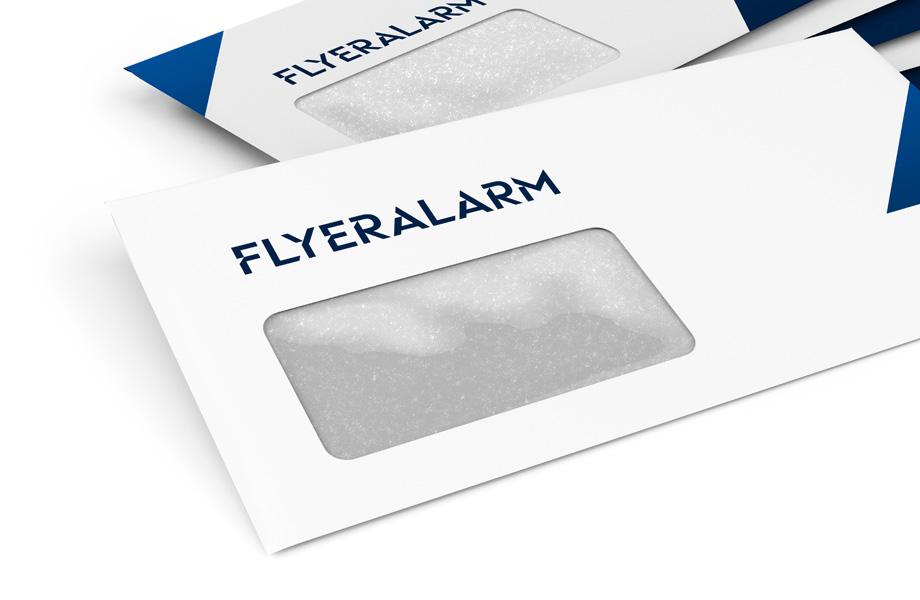 Envelopes with window on the left, grey security print (scrambled numbers)