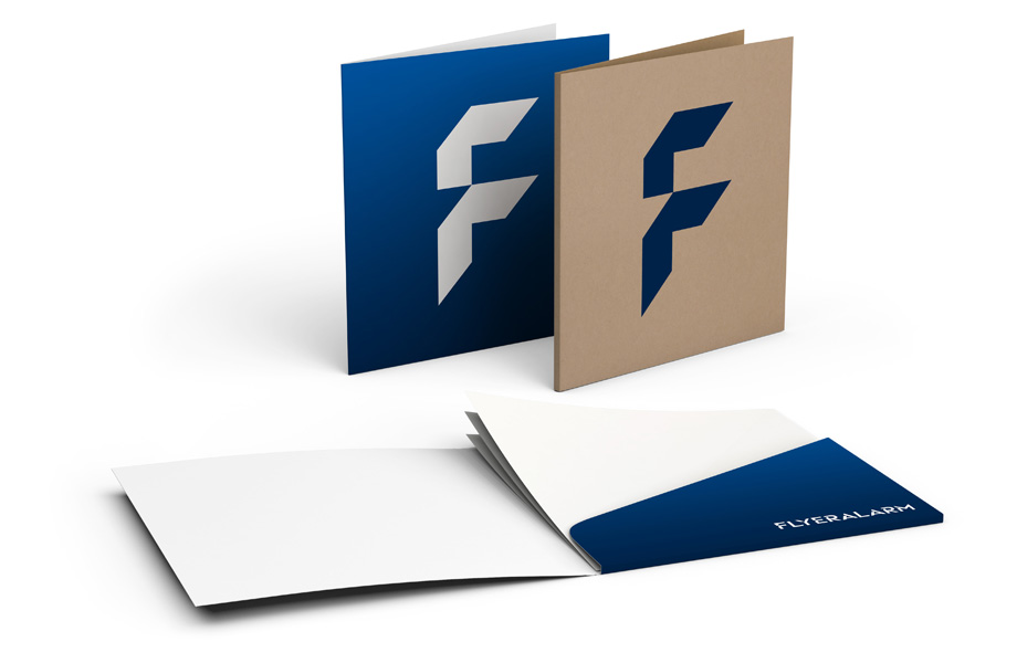 Folders with glued pocket, square