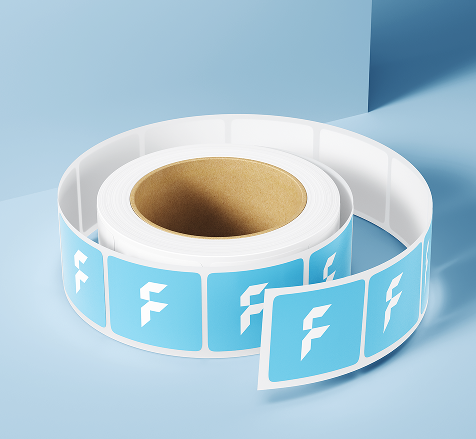 Labels on a roll with additional colour white