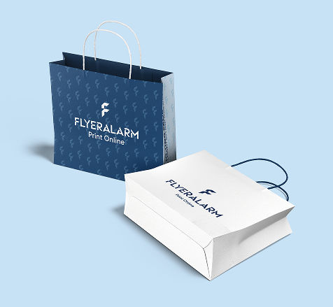 Paper bags with twisted cord handle, full-coverage print