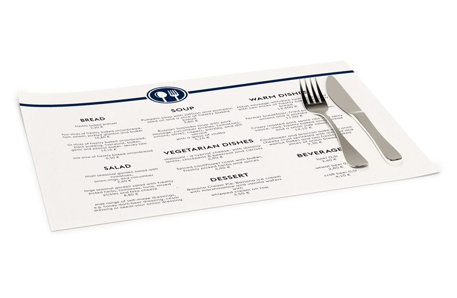 Placemats made from 400 gsm kraft paper