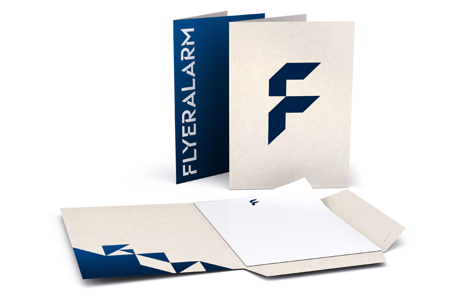 Presentation folder - two interlocking flaps, portrait, natural cream paper