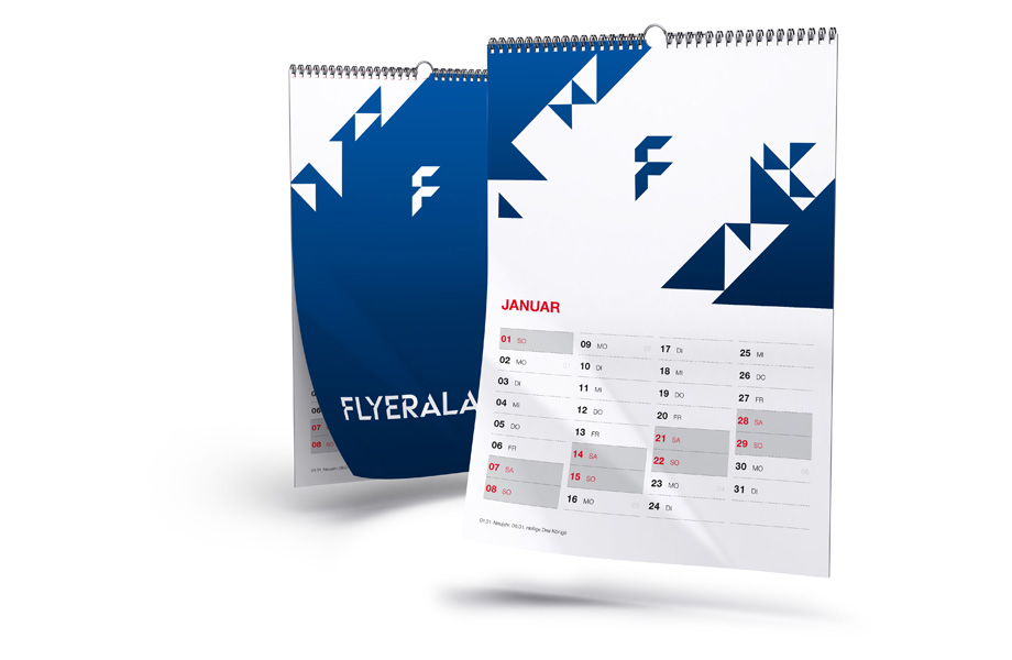 Wall calendars with spiral binding, A3