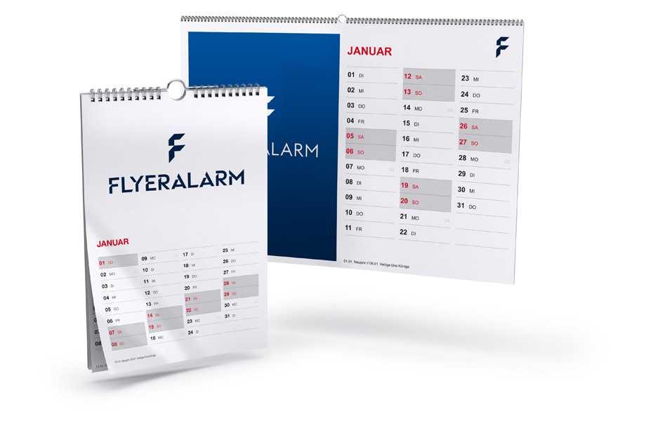 Wall calendars with spiral binding