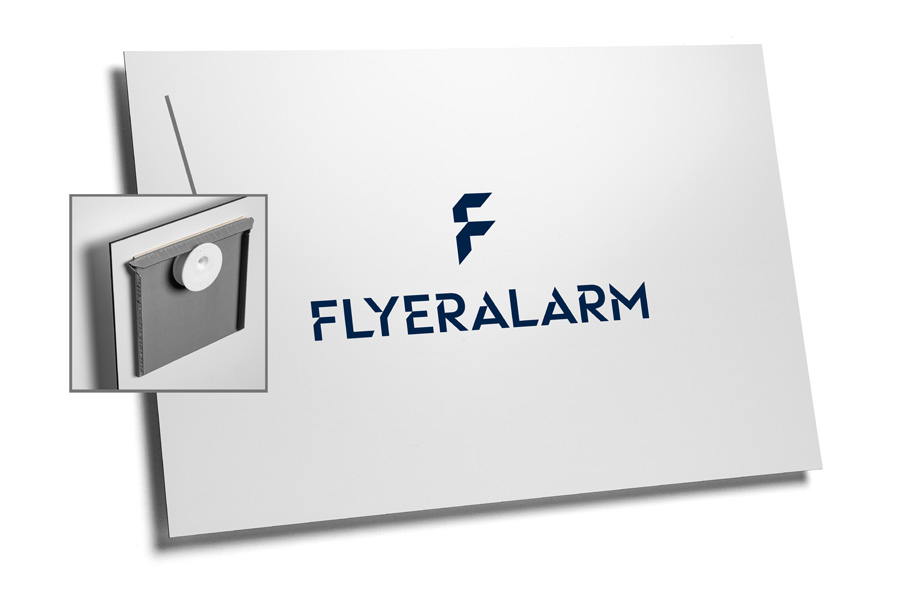 Example of a panel with self-adhesive panel hanger