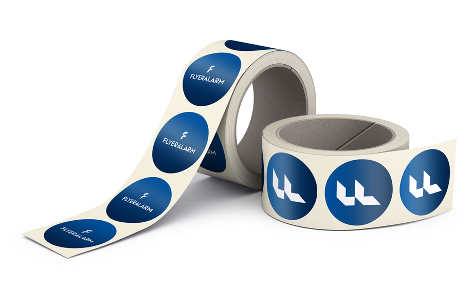 Labels on a roll with additional colour white