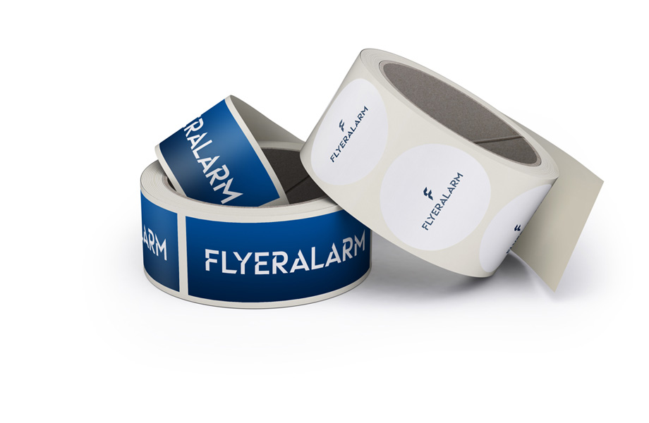 Labels on a roll with additional colour white