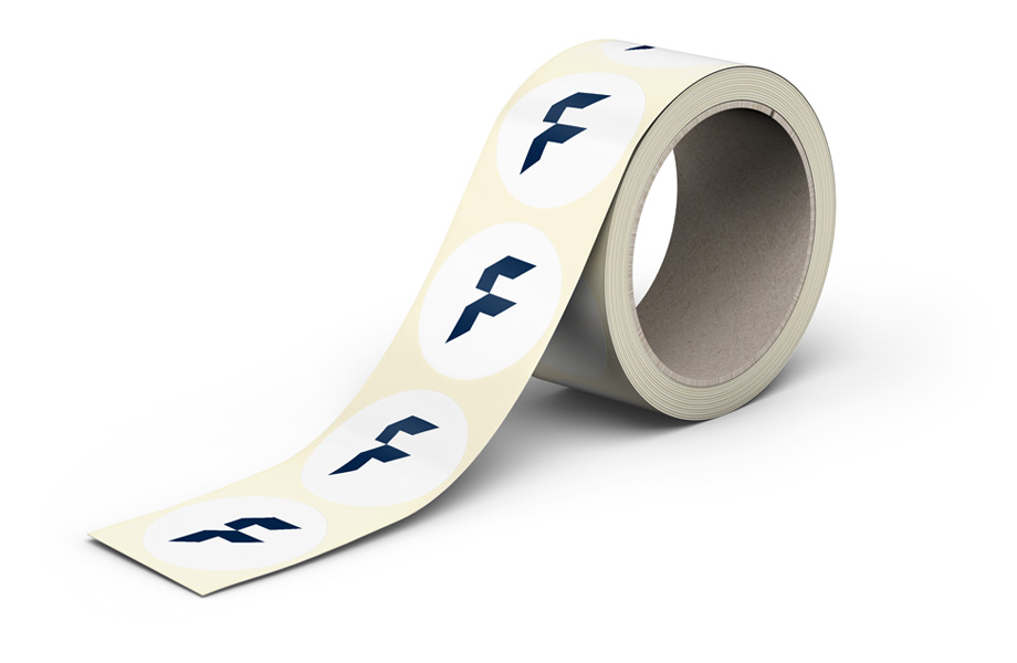 Labels on a roll with additional colour white