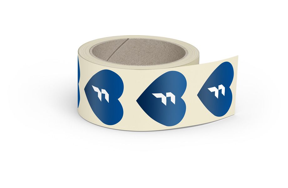 Labels on a roll with additional colour white